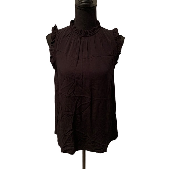A New Day Sleeveless Ruffle Blouse Black XS NWT - Picture 1 of 5
